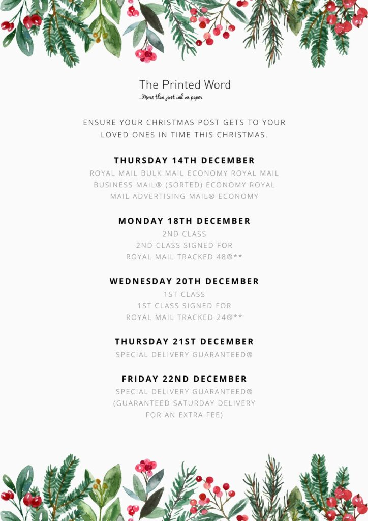 Christmas Posting Dates